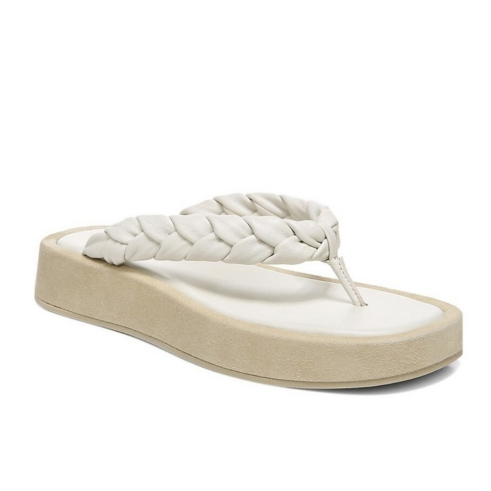 VINCE Nita Braided Leather Thong Platform Sandals Size 8